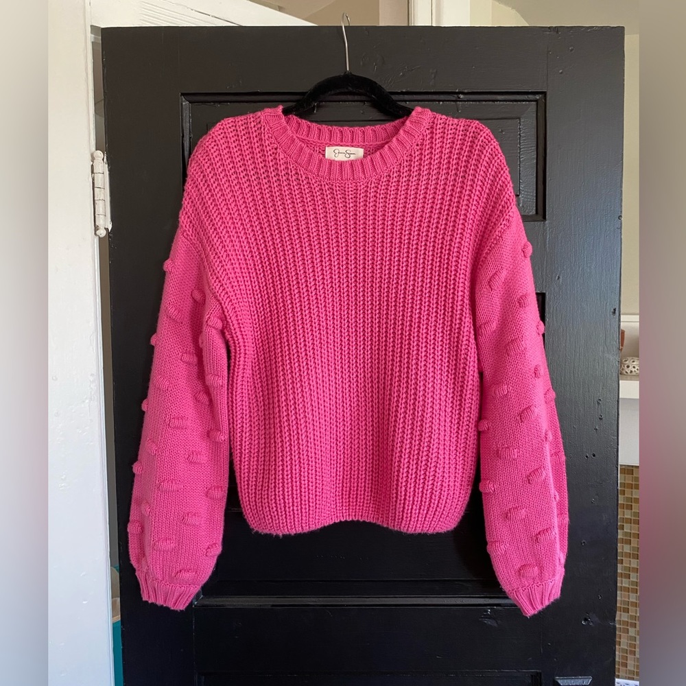 Pink Sweater with Puffed Sleeves